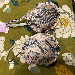 Savage X Fenty Snake Print Bra - Pink and Black